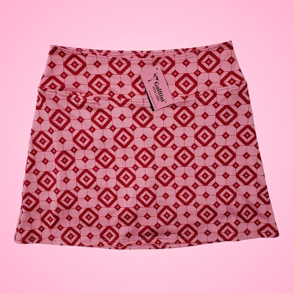 GOLFTINI Pink Label Pull-On A-Line Stretch Skort Women XS Say It Out Loud Pink